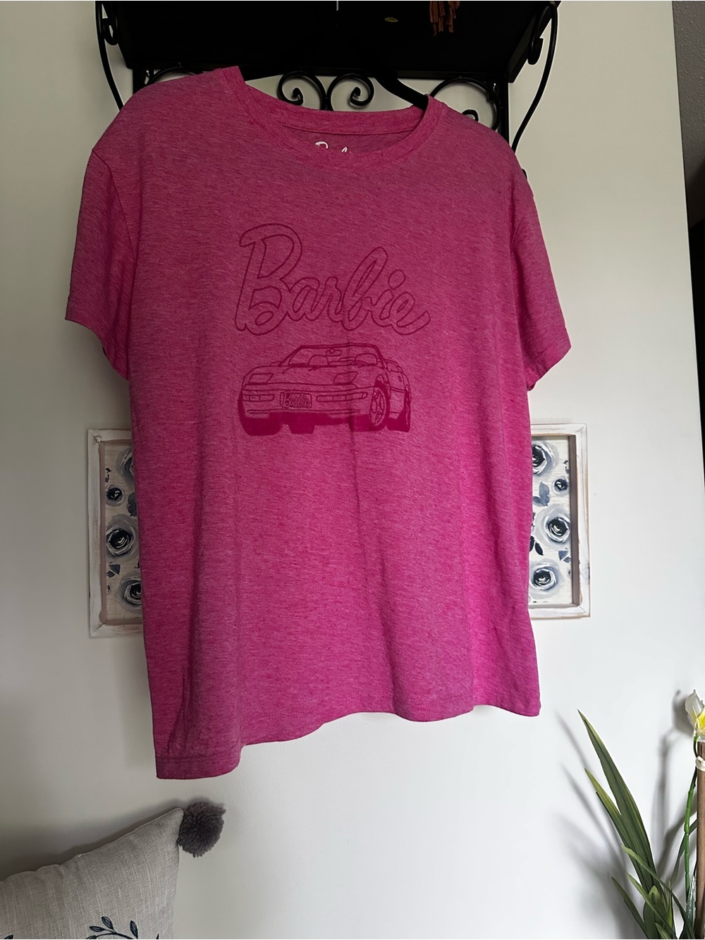 Barbie Corvette Short Sleeve Graphic Tee in Hot Pink